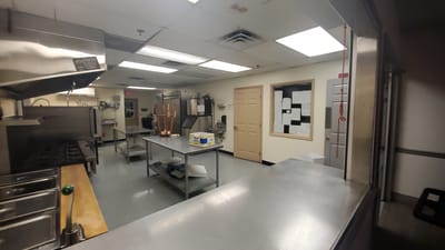 Bright and clean kitchen area in the facility