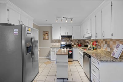 Modern kitchen interior with stainless steel appliances