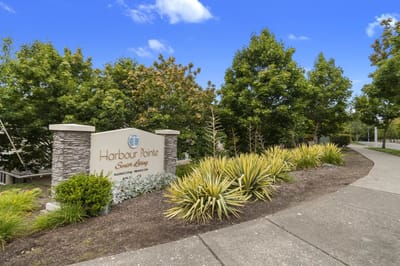 Signage for Harbour Pointe Senior Living outside the facility