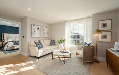 Bright common area with modern furnishings