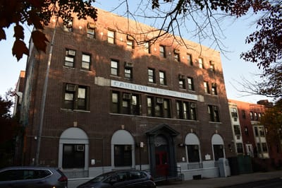Exterior view of a nursing home building.