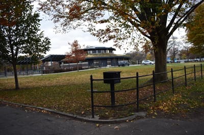 Exterior view of a community center in a park