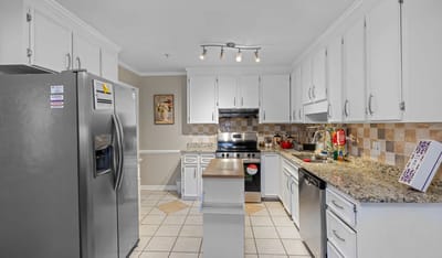 Modern kitchen with stainless steel appliances