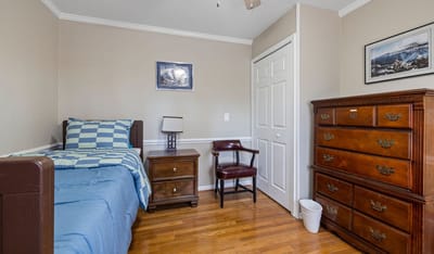 Cozy single resident room with furniture