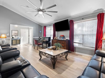 Cozy common area with comfortable seating and decor