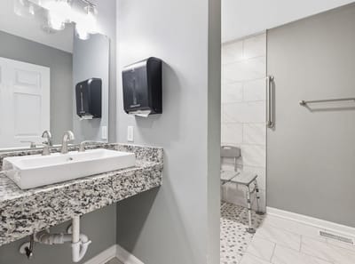 Clean and modern bathroom facilities.