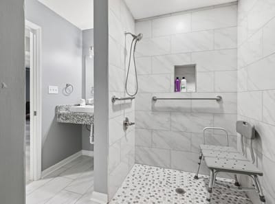 Accessible shower area with safety features