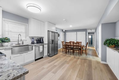 Modern kitchen and dining area