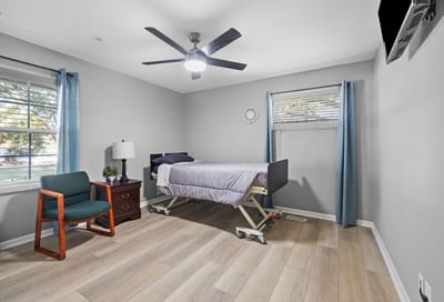 A well-furnished private resident room.