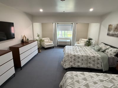 Bright, spacious interior of a resident room