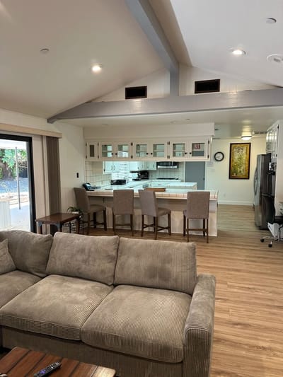 Cozy interior view of a common area kitchen space