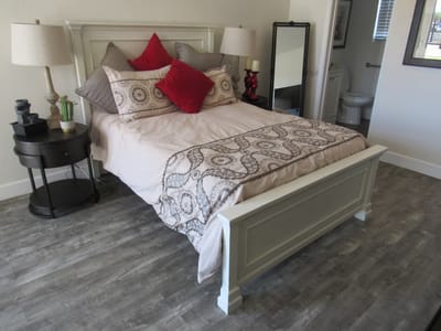 Cozy interior of a private resident room with a bed