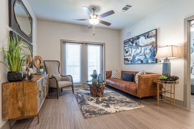 Cozy living room area with modern decor and furniture