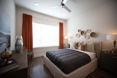 A cozy resident bedroom with modern decor
