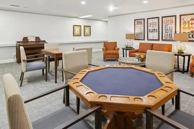 Common area with seating and games