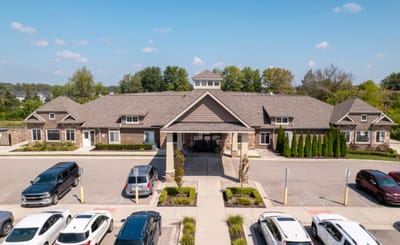 Aerial view of Hawthorn Court building.