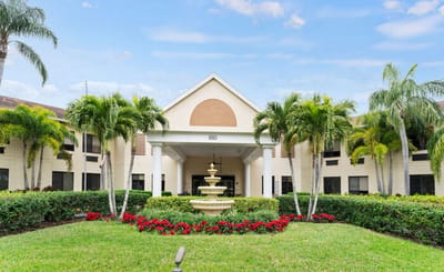 Exterior view of Hawthorn Court with landscaping.