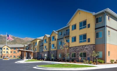 Stylish exterior of a senior living facility