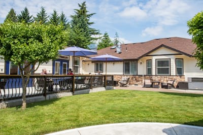 Outdoor patio area with people enjoying the space.