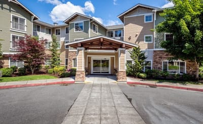 Entrance of Hawthorn Court assisted living facility