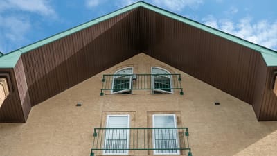 Exterior view of a building with balconies