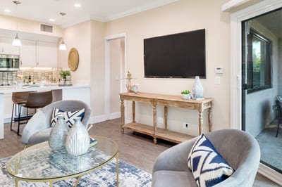 Modern common area with seating and decor