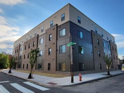 Exterior view of Hadley Villas building.