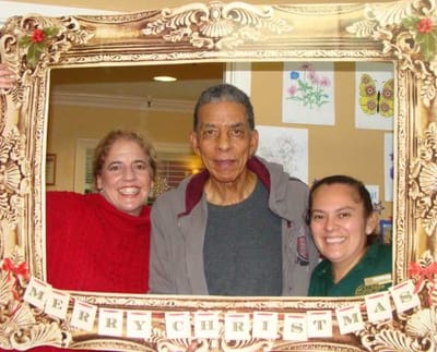 Residents and staff celebrating Christmas together