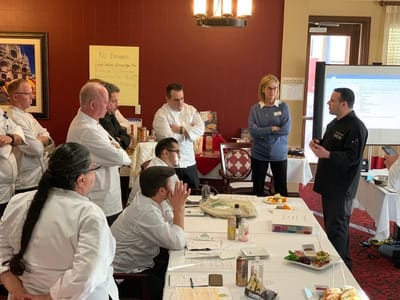 Culinary staff in a training session at a nursing home.