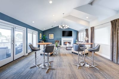 Common area with seating and modern decor.