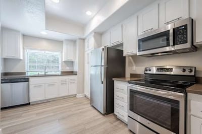 Modern kitchen with stainless steel appliances
