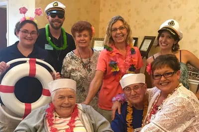 Residents and staff celebrating a festive event