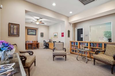 Interior common area with seating and artwork