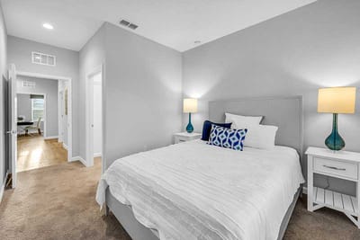 Bright, modern interior of a resident bedroom