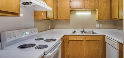 Interior view of a kitchenette in a resident suite