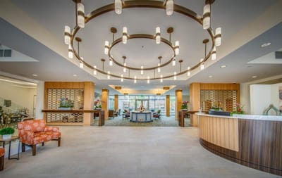 Interior view of the welcoming lobby with comfortable seating