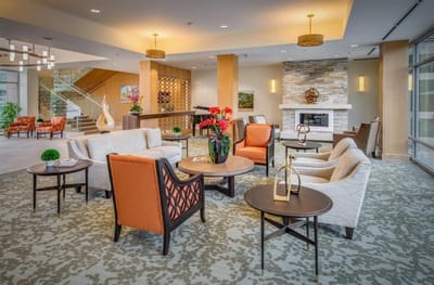 Cozy sitting area in a modern senior living facility