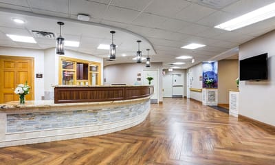 Interior view of a reception area in a nursing home