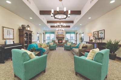 Bright common area with comfortable seating
