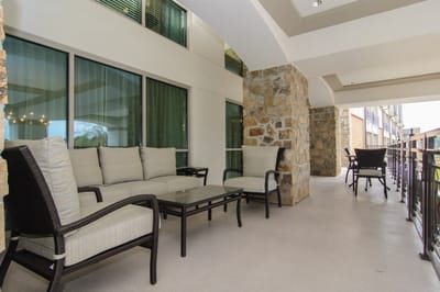 Inviting common area with seating on the patio