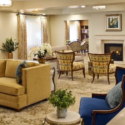 Bright and welcoming common area with seating.