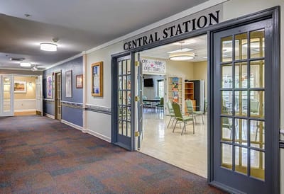Interior view of the Central Station common area in a senior living facility