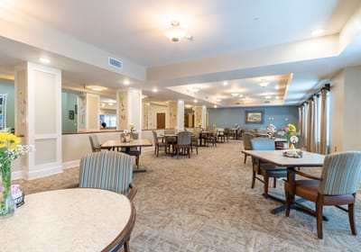 Comfortable common area in a senior living facility
