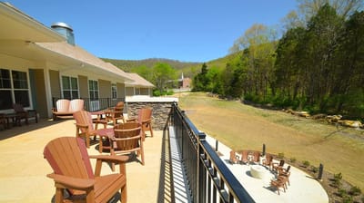 Outdoor seating area with scenic view
