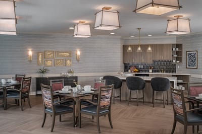 Dining area with elegant tables and chairs