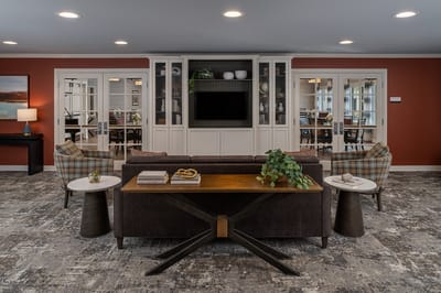 Common area with stylish seating and decor
