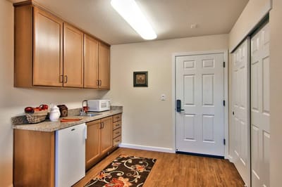 Interior view of a kitchenette area in a facility