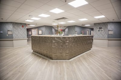 Reception area of a senior care facility