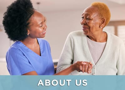 Caregiver interacting warmly with a resident