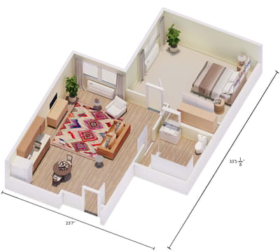Architectural floor plan of a resident room layout